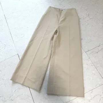 FOXEY 폭시 와이드 팬츠 슬랙스 38 베이지 밑단 더블
