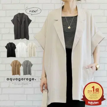 새상품 aquagarage 아쿠아 가라지 반팔 셔츠 자켓 베이지