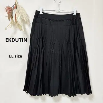 엑드텐 EKDUTIN 자카드 플리츠 스커트 LL 블랙 미디 길이