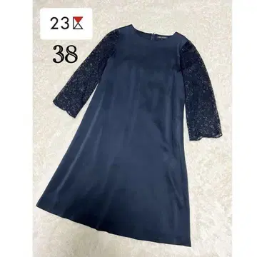 23구 원피스 포멀 레이스 절개 블랙 롱 U넥 M