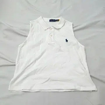 Ralph Lauren 화이트 슬리브리스 숏 기장 피케 셔츠 S