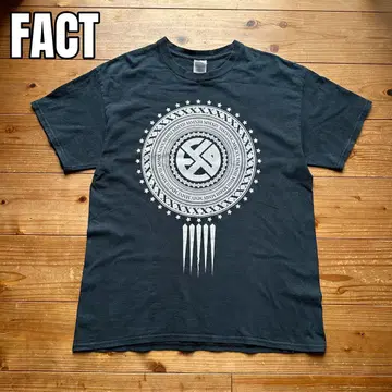 레어 FACT 팩트 양면 프린트 엠블럼 그래픽 티셔츠