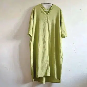 개럴개런트 V 넥 코튼 린넨 원피스 머스타드 깔끔한