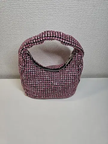 스톤 장식 핑크 핸드백