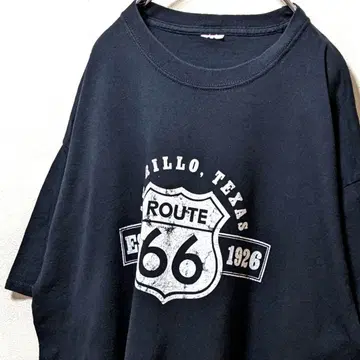텍사스 아마릴로 루트 66 로고 티셔츠 블랙 검정 구제 의류