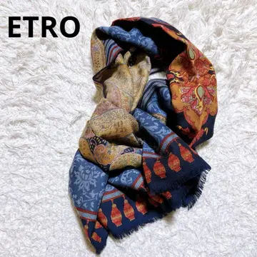 ETRO 에트로 스톨 울 혼방 실크 혼방 올 패턴 페이즐리 무늬 스카프