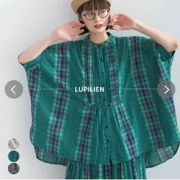 Lupilien 패턴 체인지 체크 블라우스 나츄란