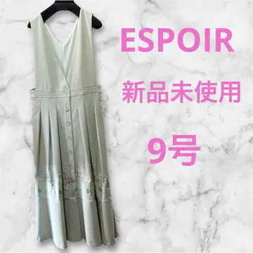 미사용 새상품 에스쁘아 꽃무늬 자수 턱 플레어 점퍼 드레스 민트 9호