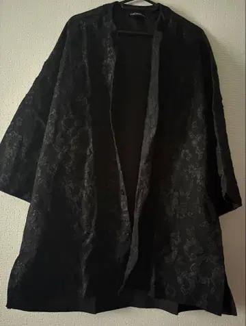 INCERUN 블랙 플라워 무늬 자수 롱 기장 셔츠 S