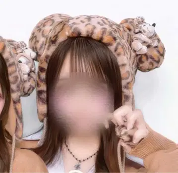 레오파드 무늬 귀도리 팬 캡 디즈니