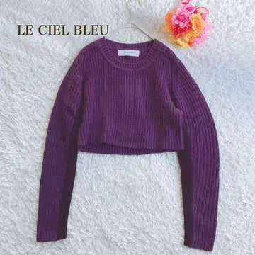 르 쉘 블루 [Free] 퍼플 크롭 니트 이소재 개성 캐주얼
