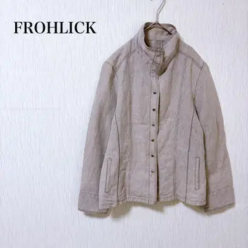 FROHLICK 마 혼방 자켓 M 내추럴 컬러 스탠드 카라 고급 소재