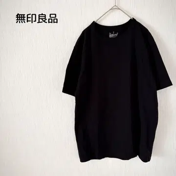 무인양품 블랙 티셔츠 남성용 M 반팔 심플 코튼 소재 스테디셀러