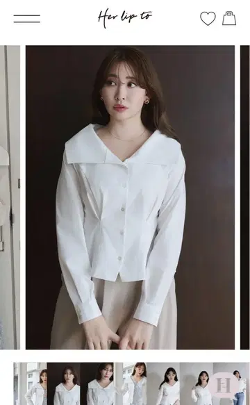 Her lip to 빅 칼라 블라우스
