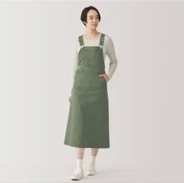 스트레치 치노 살로펫 스커트 무인양품 카키 그린 살로펫