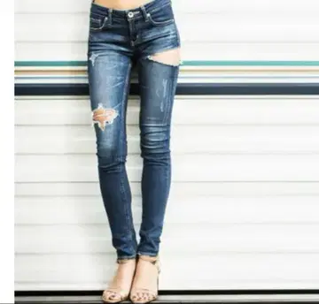 GYDA SIDE RIPPED 스키니 데님 팬츠