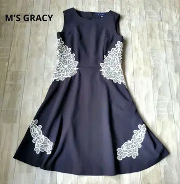 M'S GRACY 코드 레이스 디자인 슬리브리스 원피스 블랙