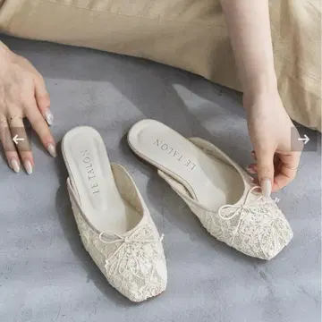 LE TALON 스퀘어 레이스 발레 뮬 ss