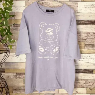 OY 테디베어 곰 프린트 티셔츠 파랑 534