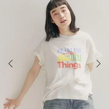 니코앤드 모듬 프릴 그래픽 티셔츠 오트밀 M