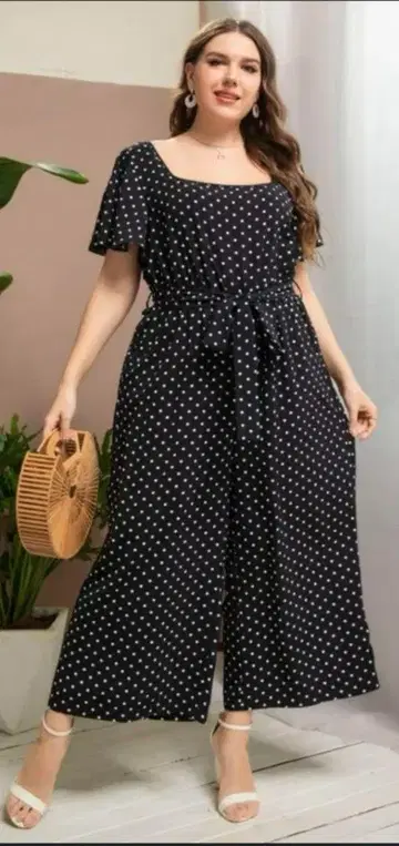 도트 무늬 올인원 빅 사이즈 살로펫 1XL 해외 사이즈