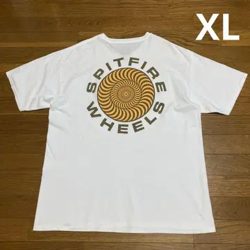 SPIT FIRE 양면 프린트 티셔츠 XL 화이트 소용돌이 백 프린트