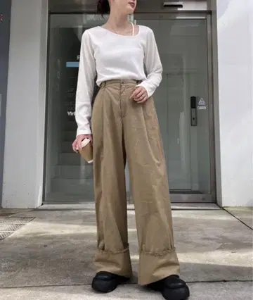 CIAOPANIC TYPY 턱 치노 접이식 와이드 스트레이트 팬츠