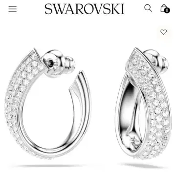 SWAROVSKI 후프 귀걸이 화이트 로듐 도금 [미사용에 가까운]