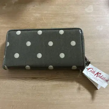 Cath Kidston 도트 무늬 장지갑 카키 택 포함 새상품