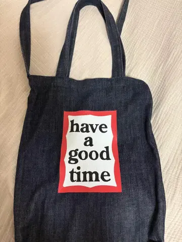 데님 토트백 have a good time
