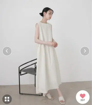 아이보리 슬리브리스 롱 원피스