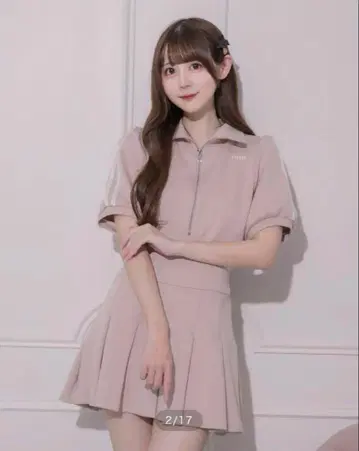 pium 더블 라인 저지 미니 원피스