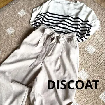 DISCOAT 디스코트/리본 포함 라이트 베이지 와이드 팬츠/사이즈 M