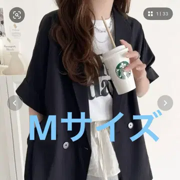 클래식 엘프 린넨 시어 돌먼 숏 슬리브 자켓 M 사이즈