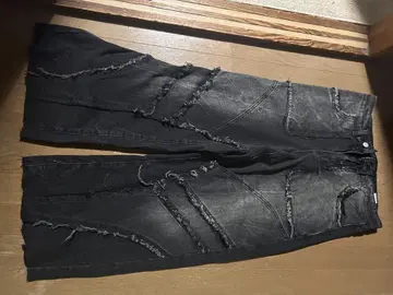 데미지 가공 플레어 데님 팬츠