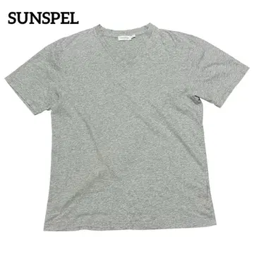 SUNSPEL 선스펠 V넥 코튼 티셔츠 그레이 L 영국제
