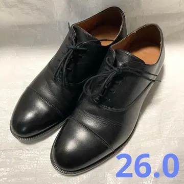 지유 리얼 가죽 신발 내부 깃털 스트레이트 팁 26cm 블랙