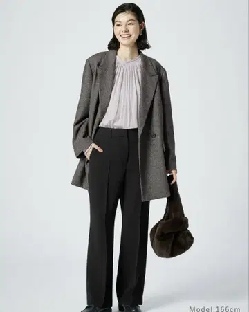 PLST 트리아세 블렌드 더블 크로스 스트레이트 팬츠 S 블랙