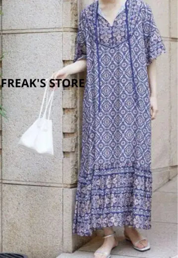 FREAK'S STORE 프릭스 스토어 원피스 블록 프린트 반팔