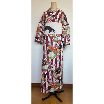 Nico antique 검은 고양이 레트로 모던 유카타
