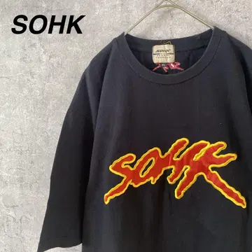 SOHK 블랙 티셔츠 반팔 자수 로고 남성용 XL 사이즈