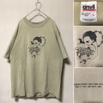 PARADISE GARAGE 로고 프린트 티셔츠 L 카키 그랑지