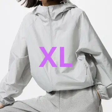유니클로 포켓블 UV 차단 후드티 XL 라이트 그레이
