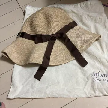 Athena New York 밀짚모자 브라운 리본