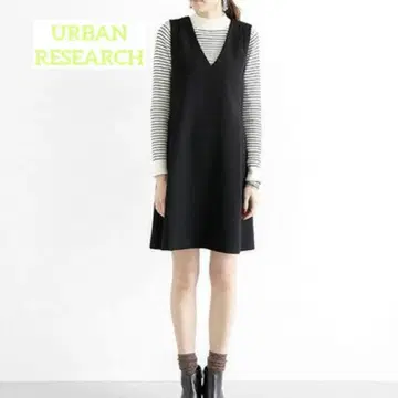 URBAN RESEARCH 더블 크로스 A 라인 원피스 블랙