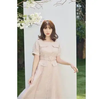 하립투 트위드 원피스 핑크 M
