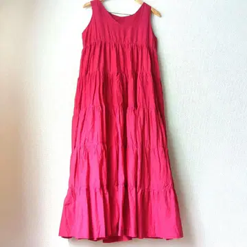 어반 리서치 코튼 보일 티어드 원피스 핑크 인도산