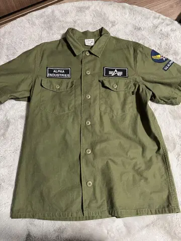 ALPHA INDUSTRIES 반팔 워크 셔츠 올리브 그린 XL