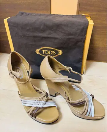 TOD'S 베이지 웨지 힐 샌들 사이즈 36/ 약 23cm