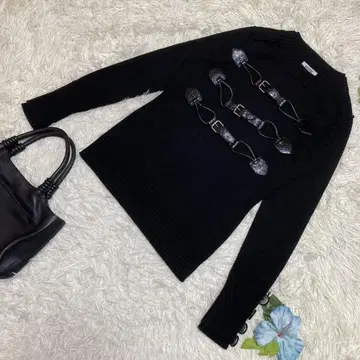 새상품급 MOSCHINO 모스키노 긴팔 니트 블랙 3벨트 울 아크릴 S